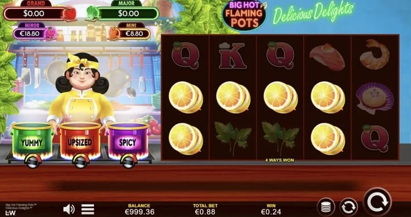 Big Hot Flaming Pots Delicious Delights базовая игра выигрыш